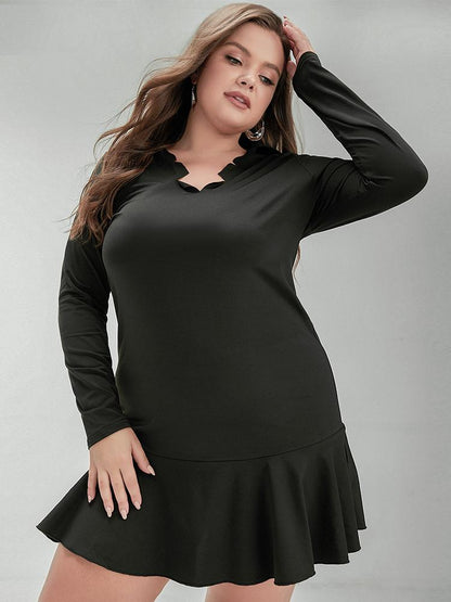 Irregular Neck Long Sleeve Dress