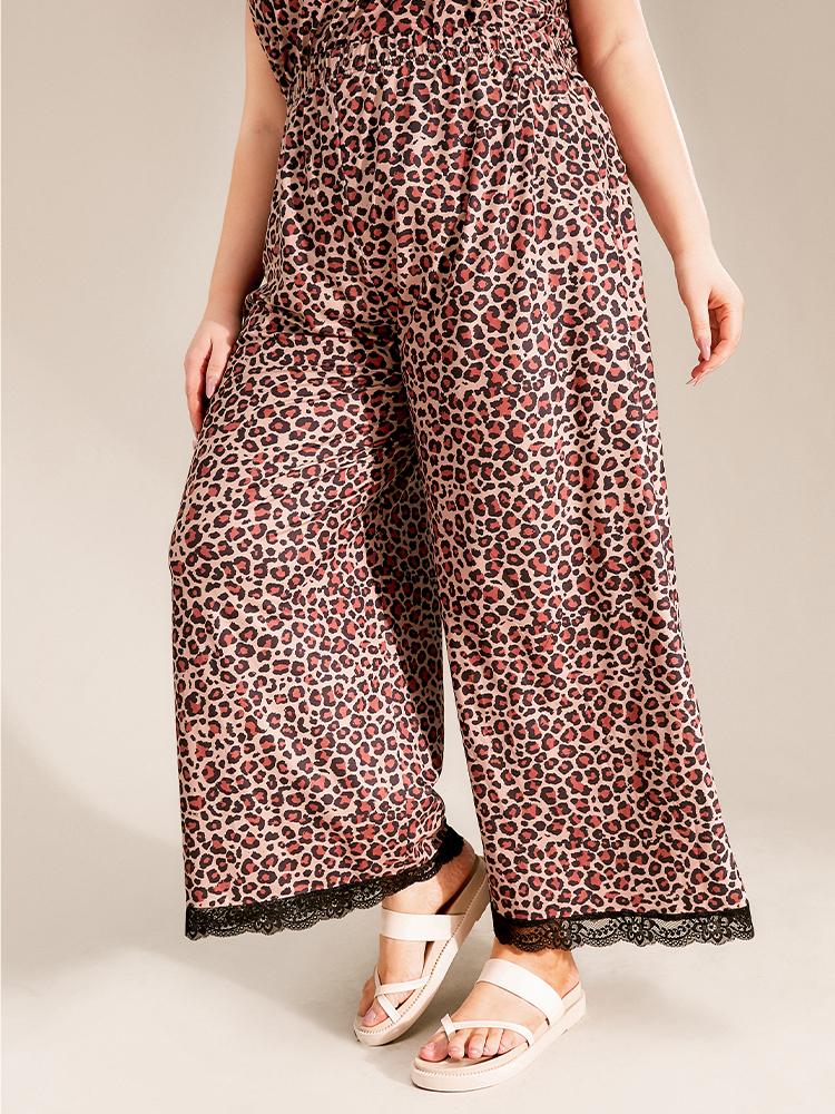 Leopard Print Lace Stitching Loungewear