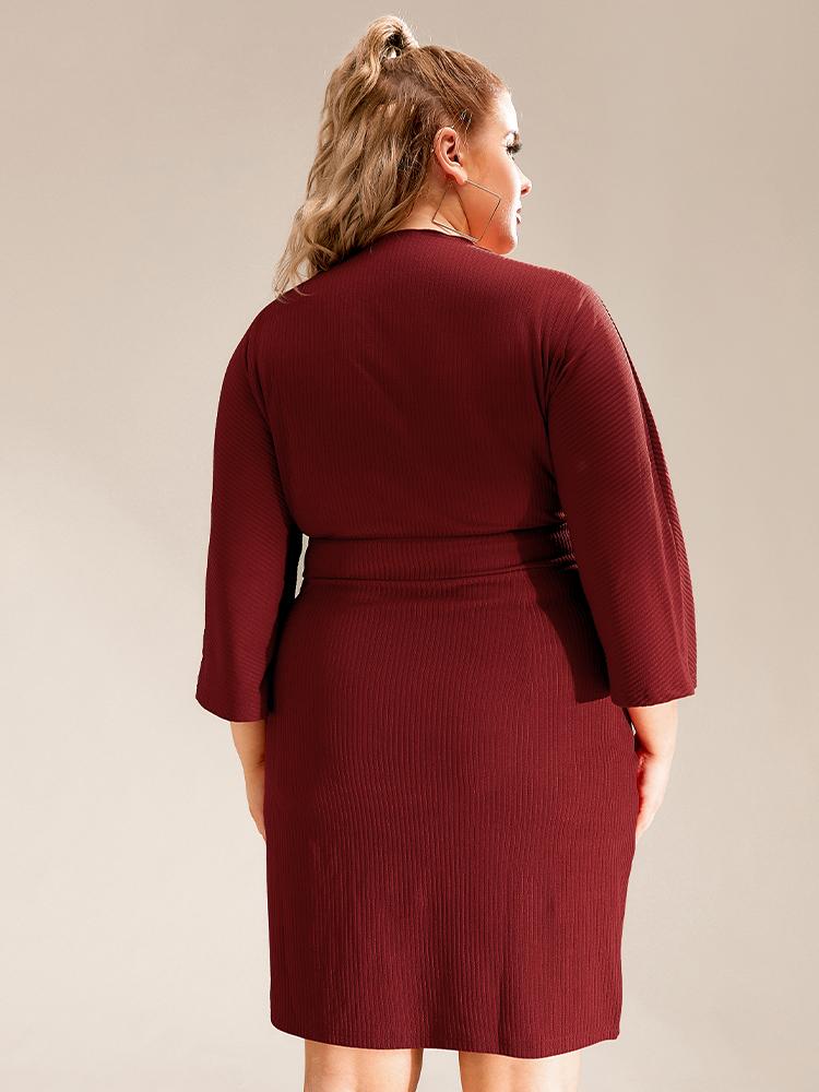 Deep V Neckline Bowknot 2/3 Sleeve Dress