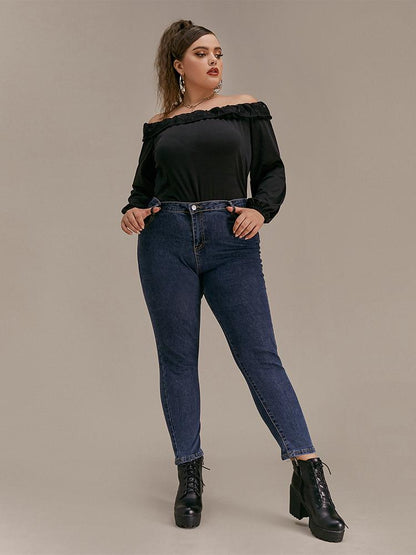 Lace Stitching Off Shoulder Blouse