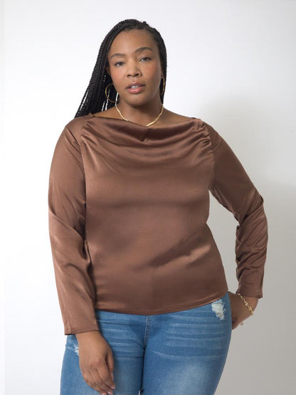 Solid Pleated Long Sleeved Tops