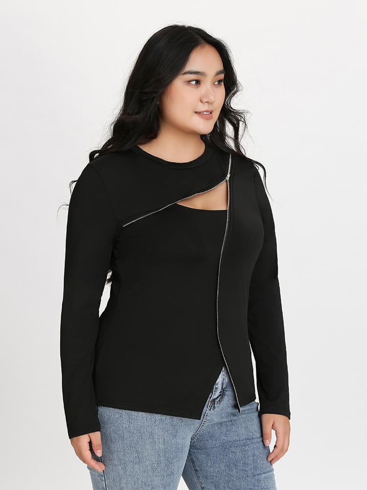 Zipper Split T-Shirt