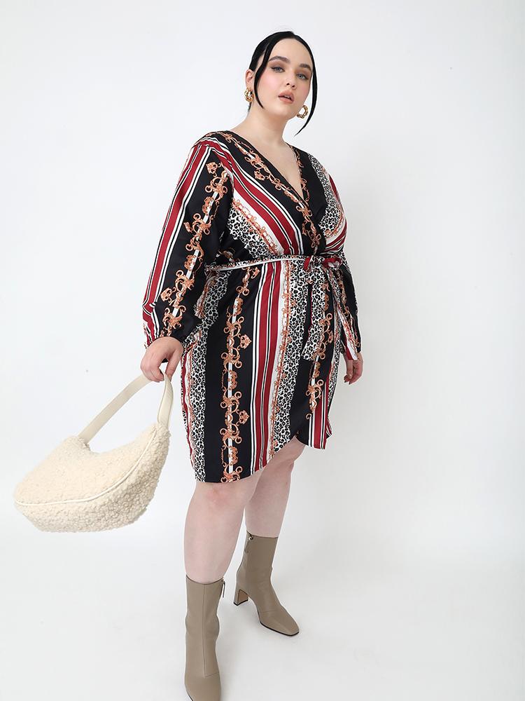 Leopard Striped Vintage Printed Dress