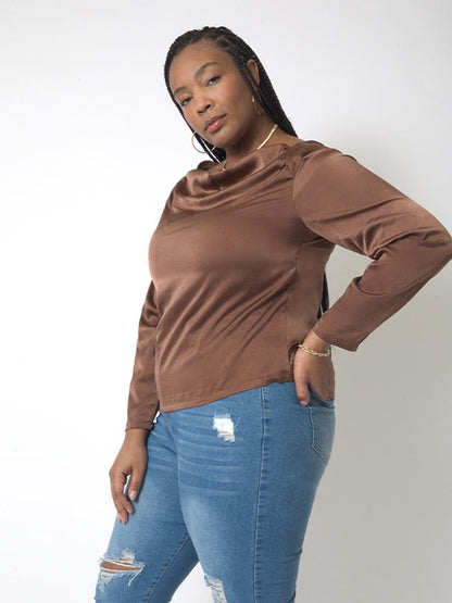 Solid Pleated Long Sleeved Tops