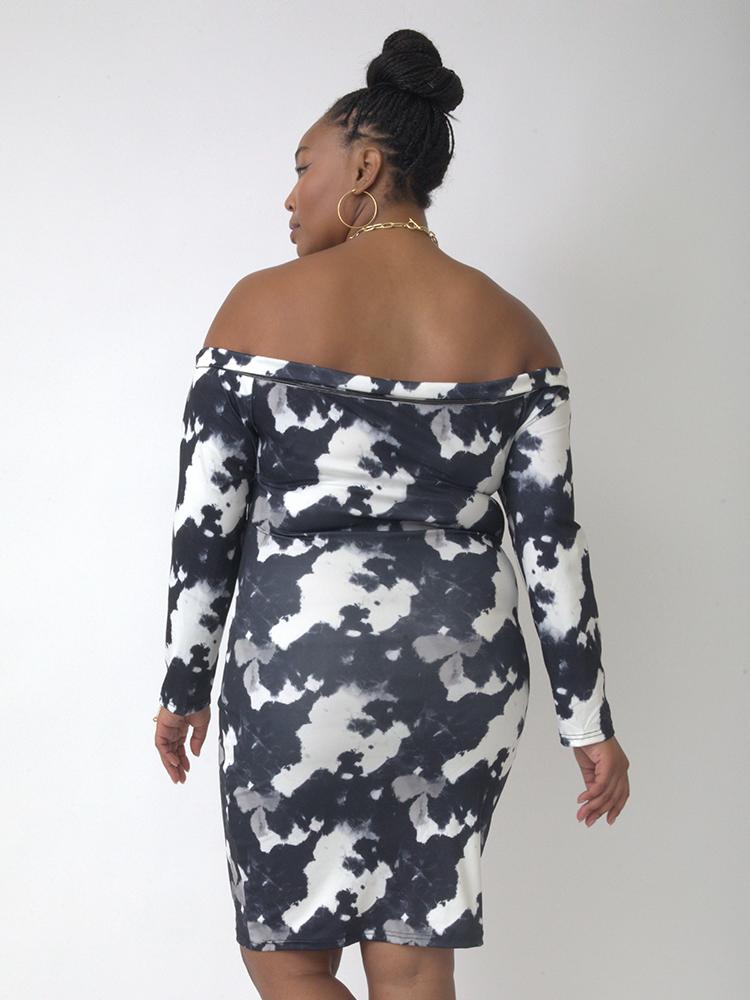 Off Shoulder Long Sleeve Dress