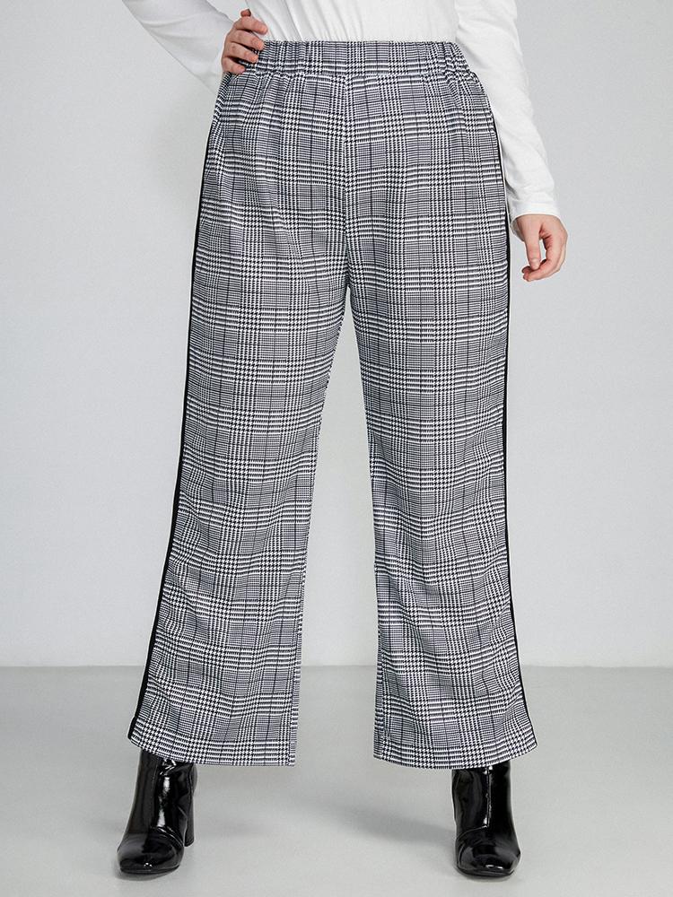 Check Stripe Print Pants