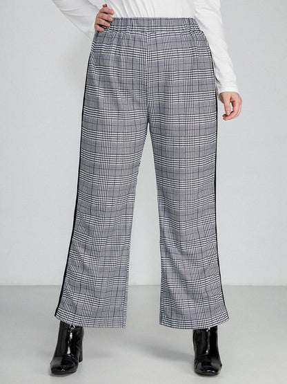 Check Stripe Print Pants