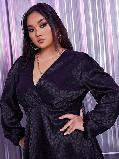 Leopard Print Surplice Neck Dress