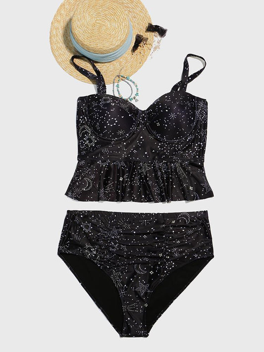 Moon Star Print Tankini