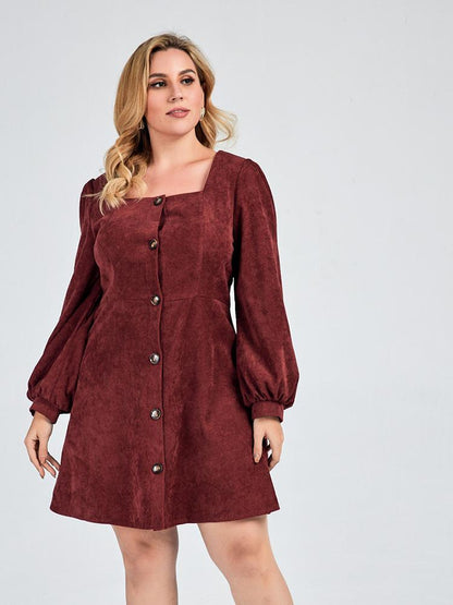 Button Long Sleeve Dress
