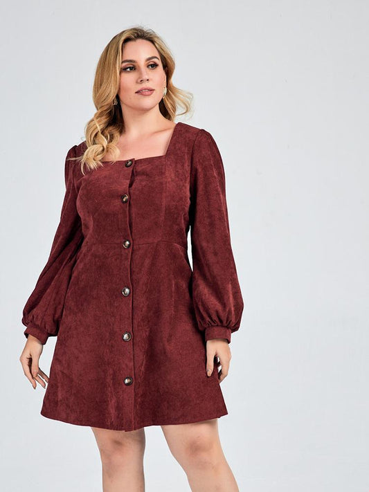 Button Long Sleeve Dress