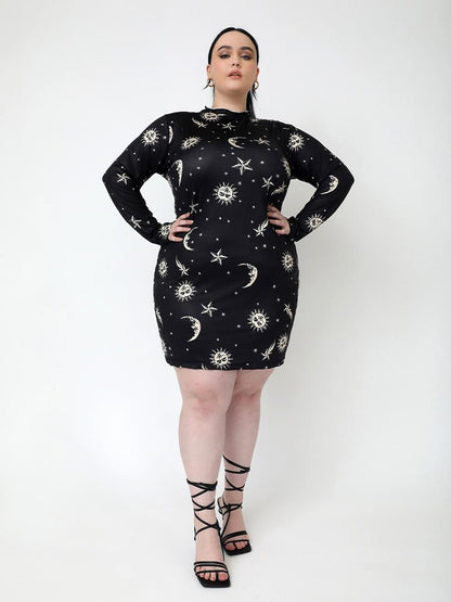 Star Sun Print Bodycon Dress
