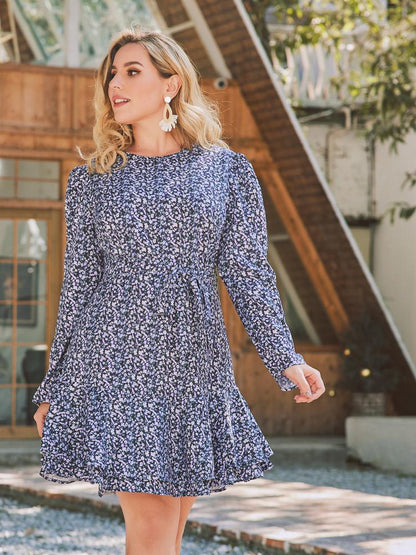 Ditsy Printed Long Sleeve Dress