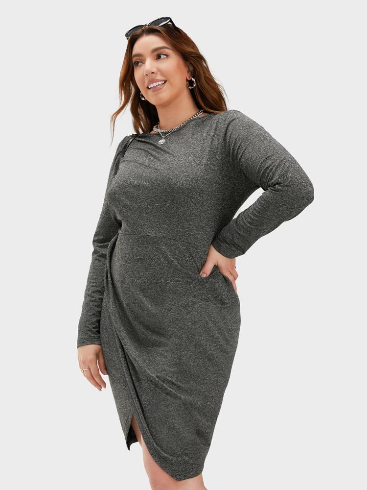 Solid Irregular Hem Bodycon Dress