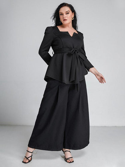 Solid Irregular Neckline Tie Top