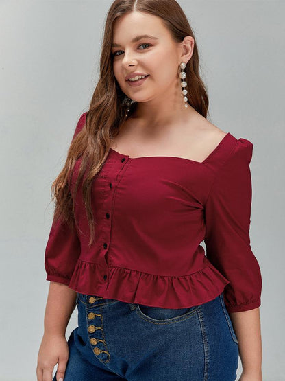 Ruffled Puff Sleeve Crop Top