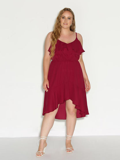Irregular Hem Ruffle Dress