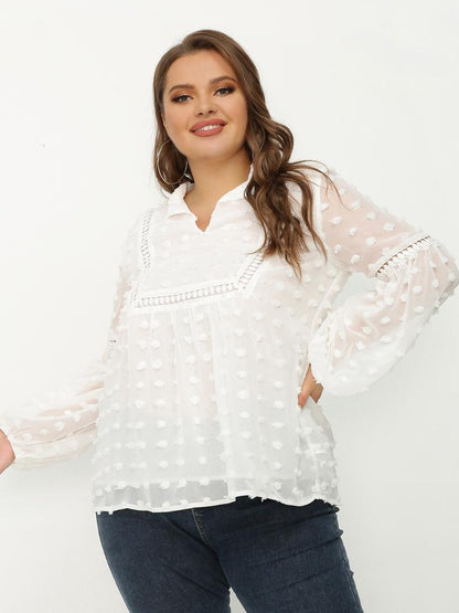 Ruffle Detailed Hollow Lace Top