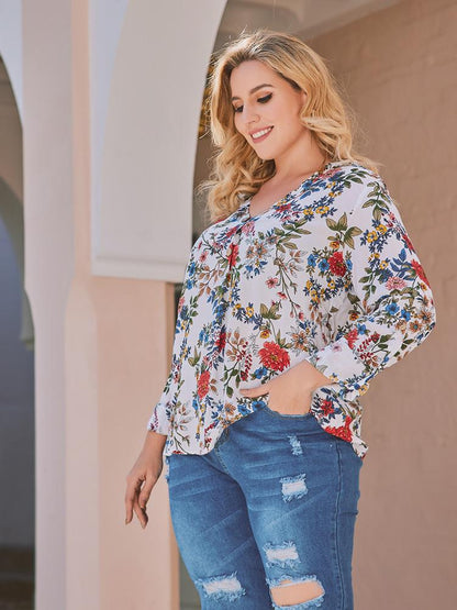 Floral Printed V-neck Blouse