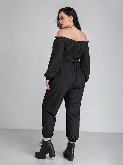 Off Shoulder Lace-up Jumpsuit