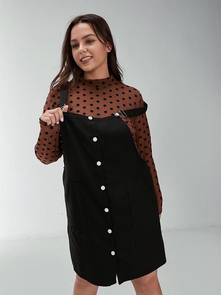 Button Through Suspender Dress
