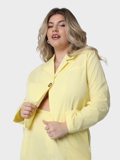 Solid Siut Collar Crop Tops