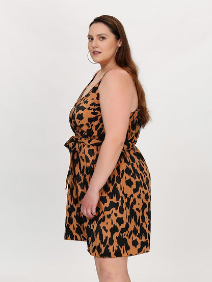 Surplice Neck Belted Dress