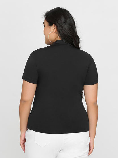 Zipper Up Solid T-shirt