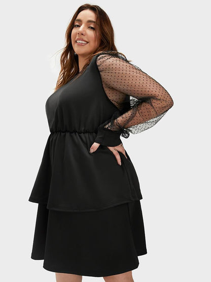 Polka Dot Mesh Stitching Dress