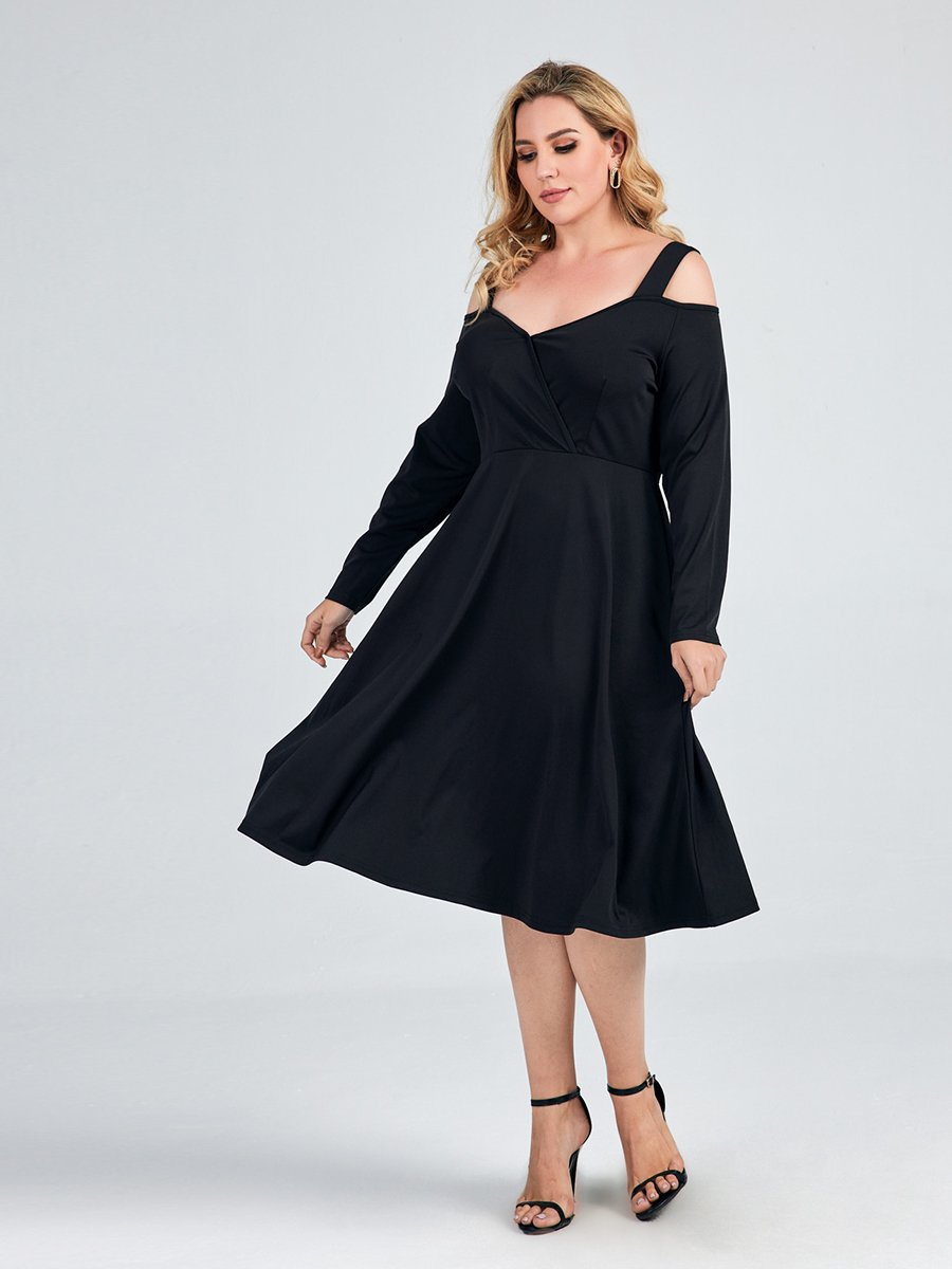 Sling Long Sleeve V-neck Dress