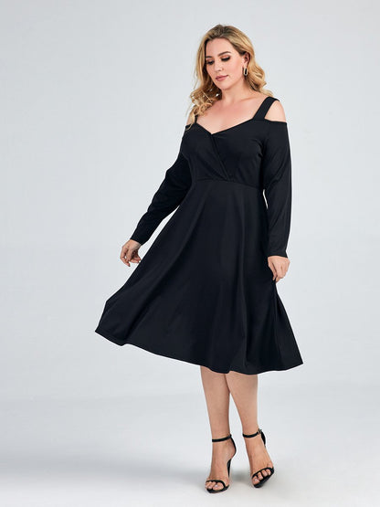 Sling Long Sleeve V-neck Dress