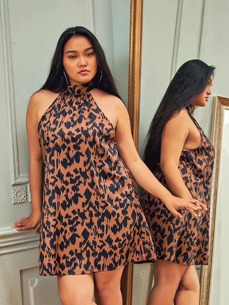 Leopard Knotted Halter Dress