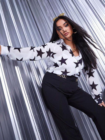 Star Print Pocket Blouse