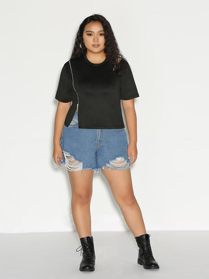 Zipper Short Sleeve T-Shirt