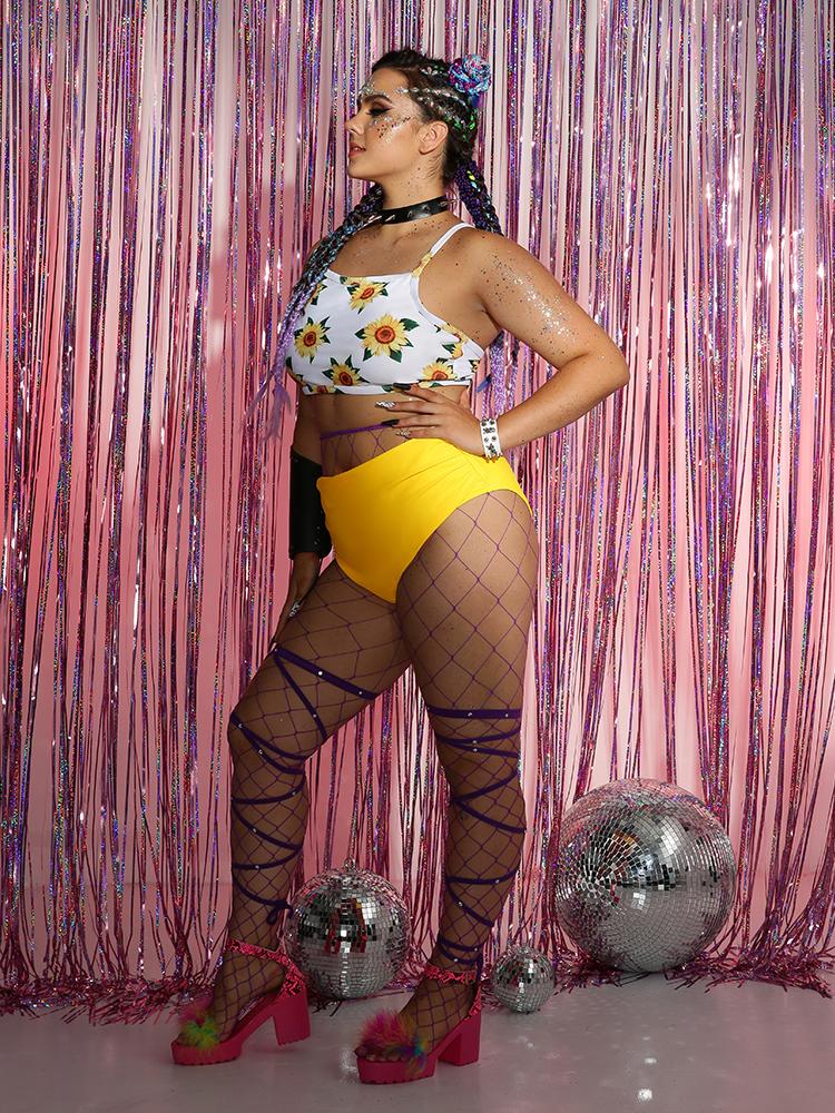 Floral Contrast Tankini