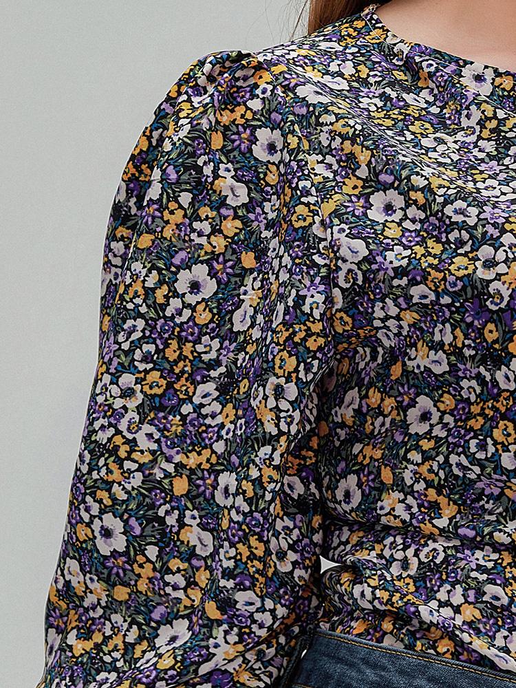 Floral Round Neck Half Sleeve Top