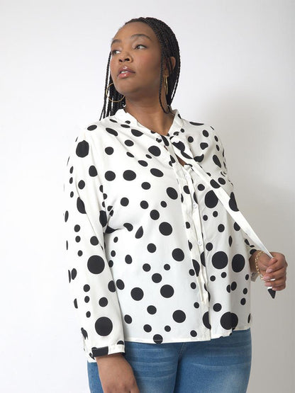 Polka Dot Knotted Blouse