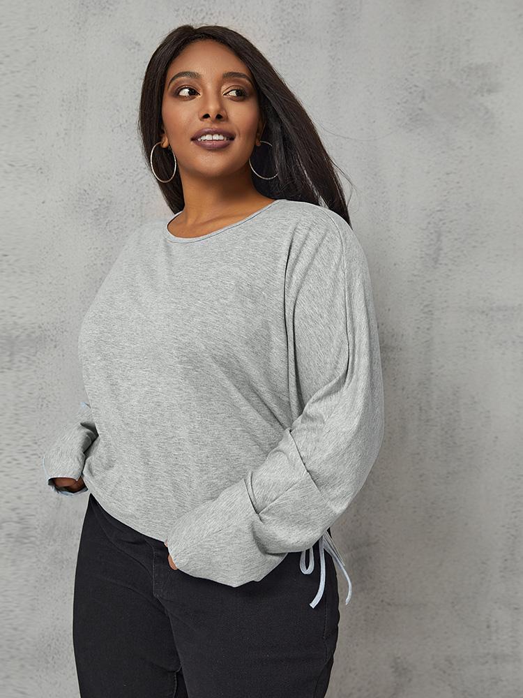 Drawstring Round Neck Tops