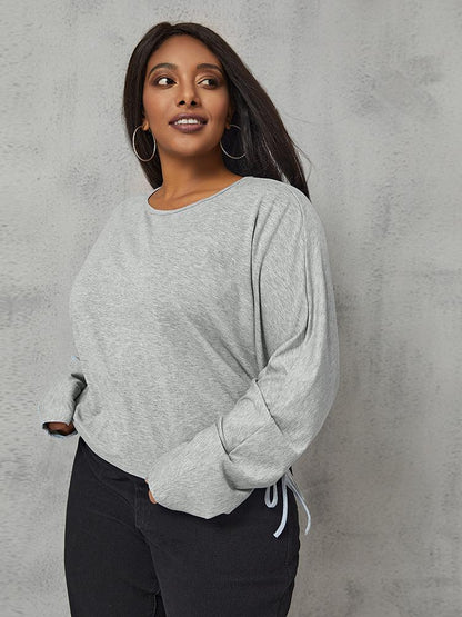 Drawstring Round Neck Tops