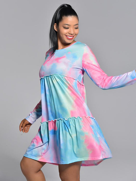 Tie Dye Round-neck Dress