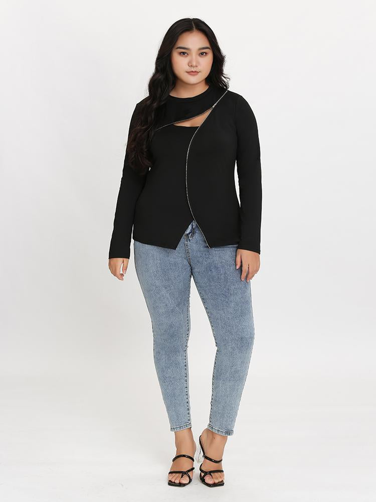 Zipper Split T-Shirt