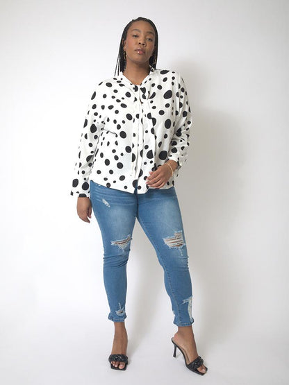 Polka Dot Knotted Blouse