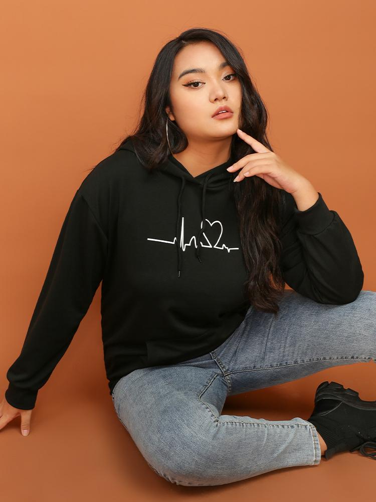 Cardiogram Love Print Hoodie