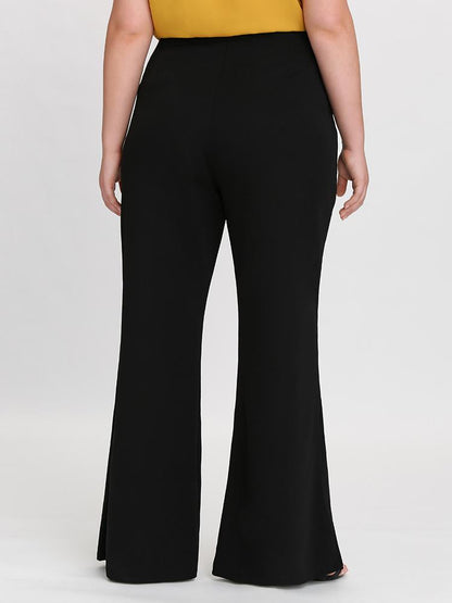 Button Solid Flared Pants