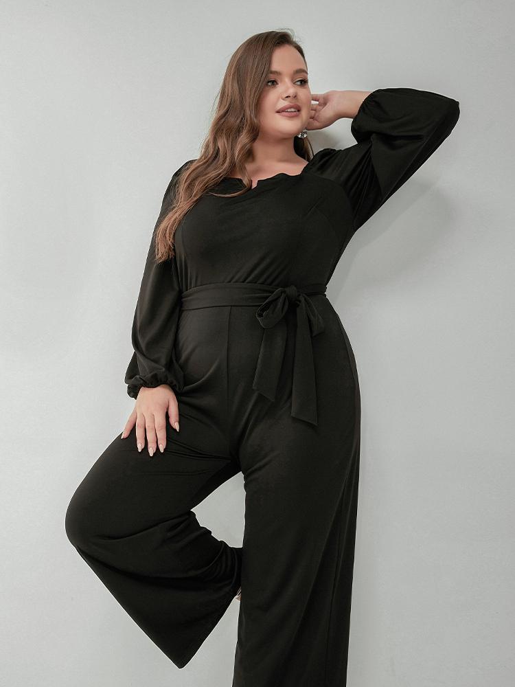 Solid Puff Sleeve Jumpsuit