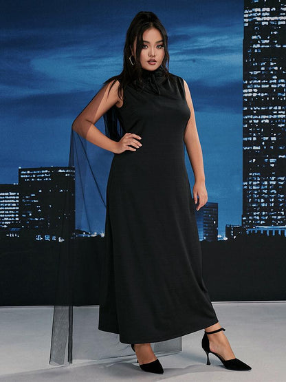 Mesh Cloak Sleeveless Dress