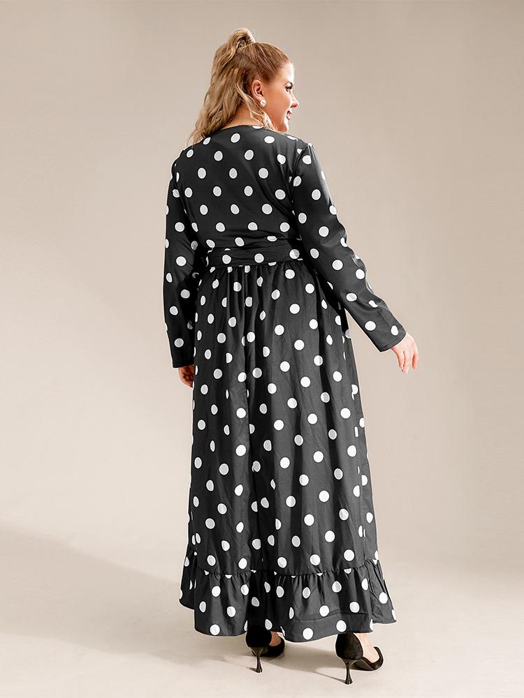 Polka Dot Ruffled Long Sleeve Dress