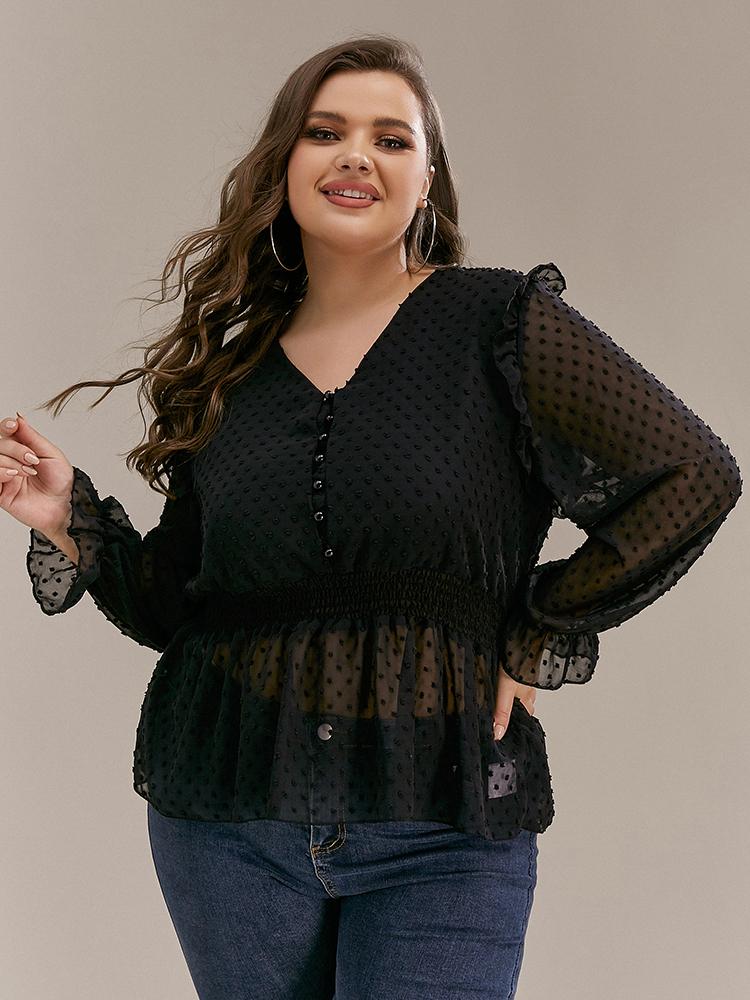 Sexy Mesh Ruffled Top