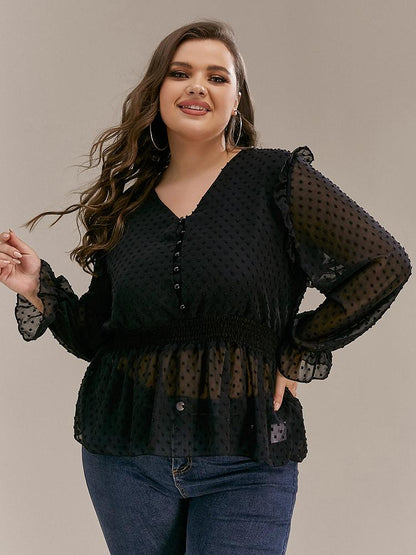 Sexy Mesh Ruffled Top