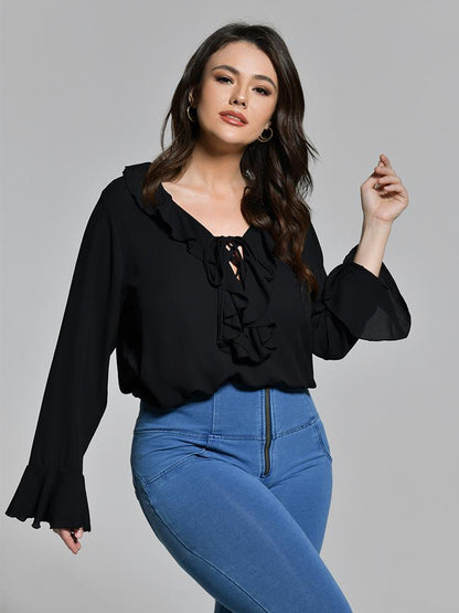Hollow Out Chiffon Blouse